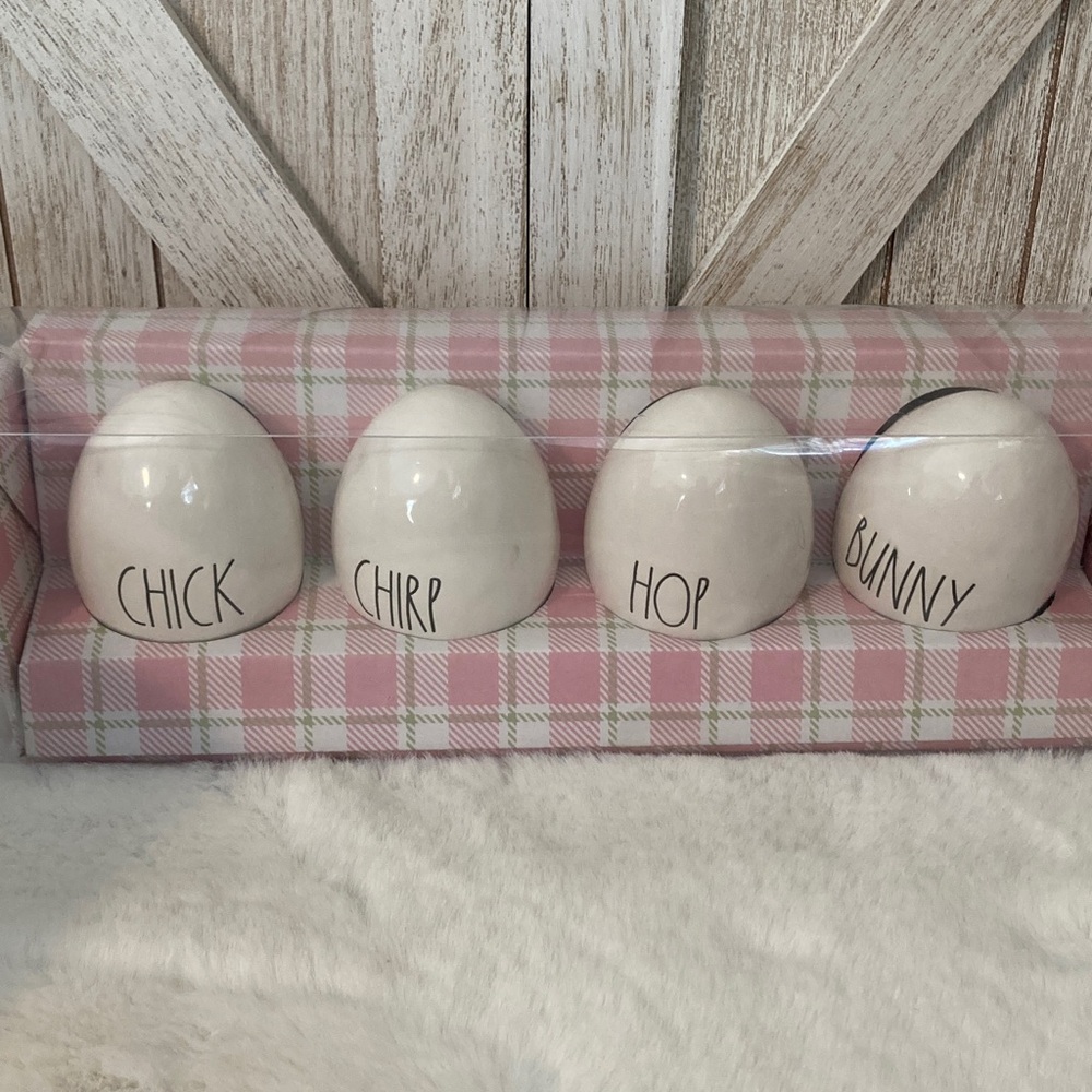 Rae Dunn Easter Eggs with Pink Plaid Box